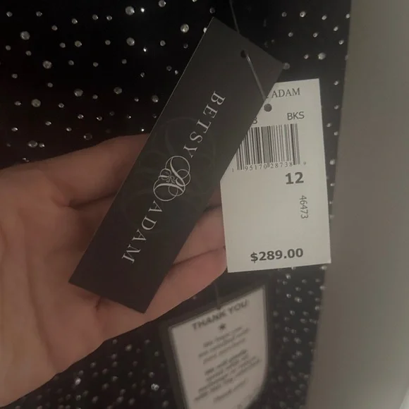 Betsy & Adam Black Sparkle Long Sleeve Dress